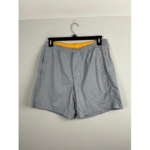 Birddogs Shorts‎ Mens XL Gray Yellow Lined Performance Zip Pocket Athletic Gym